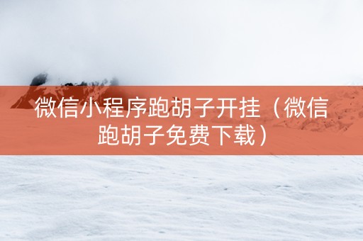 微信小程序跑胡子开挂（微信跑胡子免费下载）