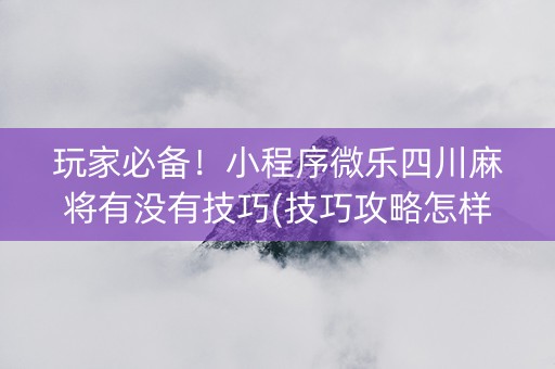 玩家必备！小程序微乐四川麻将有没有技巧(技巧攻略怎样拿好牌)