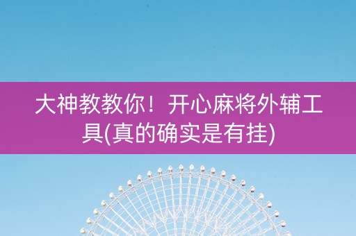 大神教教你！开心麻将外辅工具(真的确实是有挂)