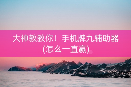 大神教教你！手机牌九辅助器(怎么一直赢)