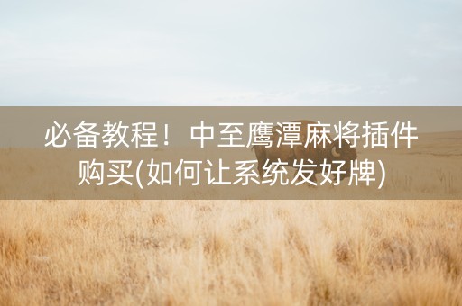 必备教程！中至鹰潭麻将插件购买(如何让系统发好牌)