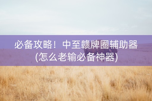 必备攻略！中至赣牌圈辅助器(怎么老输必备神器)
