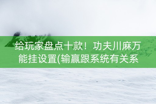 给玩家盘点十款！功夫川麻万能挂设置(输赢跟系统有关系吗)