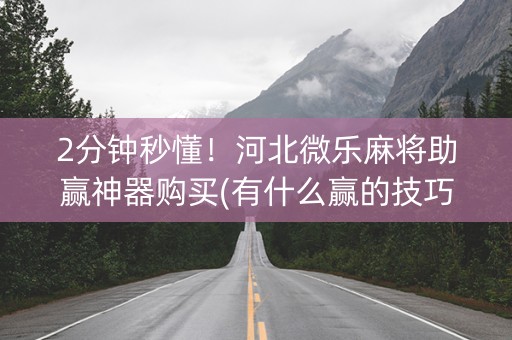 2分钟秒懂！河北微乐麻将助赢神器购买(有什么赢的技巧)