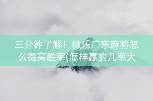 三分钟了解！微乐广东麻将怎么提高胜率(怎样赢的几率大)