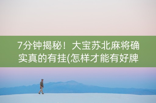 7分钟揭秘！大宝苏北麻将确实真的有挂(怎样才能有好牌)