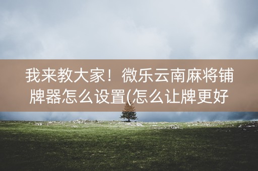 我来教大家！微乐云南麻将铺牌器怎么设置(怎么让牌更好)
