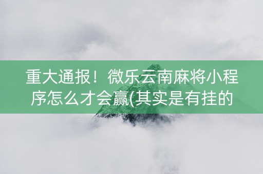 重大通报！微乐云南麻将小程序怎么才会赢(其实是有挂的)