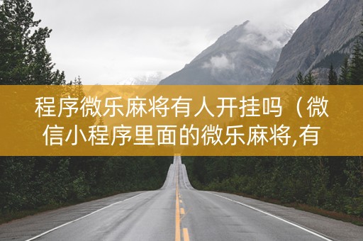 程序微乐麻将有人开挂吗（微信小程序里面的微乐麻将,有挂吗）