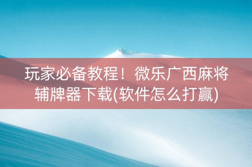 玩家必备教程！微乐广西麻将辅牌器下载(软件怎么打赢)