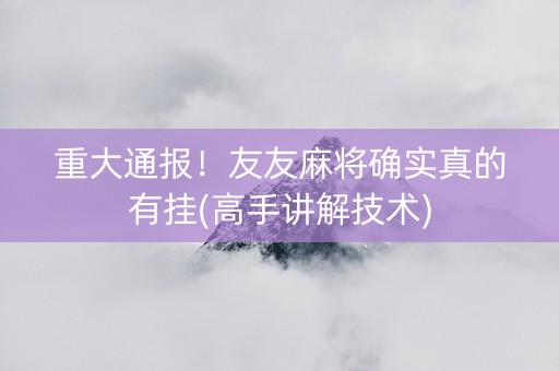 重大通报！友友麻将确实真的有挂(高手讲解技术)