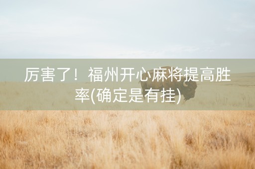 厉害了！福州开心麻将提高胜率(确定是有挂)