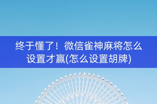 终于懂了！微信雀神麻将怎么设置才赢(怎么设置胡牌)