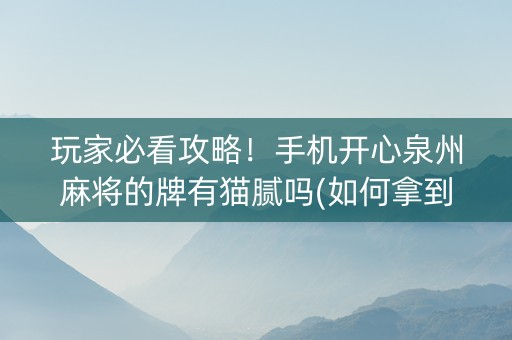 玩家必看攻略！手机开心泉州麻将的牌有猫腻吗(如何拿到好牌)