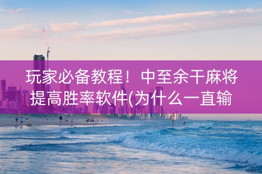玩家必备教程！中至余干麻将提高胜率软件(为什么一直输)