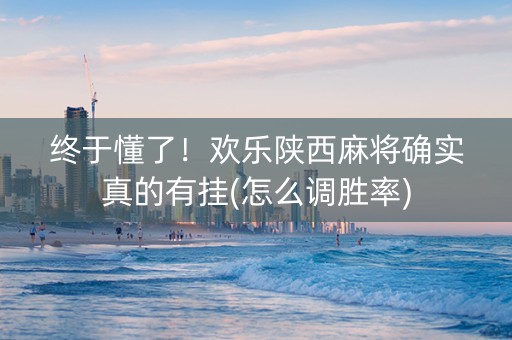 终于懂了！欢乐陕西麻将确实真的有挂(怎么调胜率)