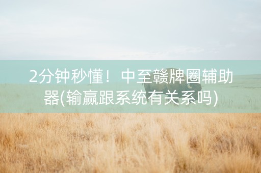 2分钟秒懂！中至赣牌圈辅助器(输赢跟系统有关系吗)