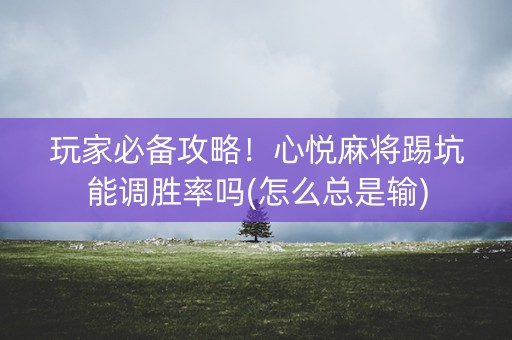 玩家必备攻略！心悦麻将踢坑能调胜率吗(怎么总是输)