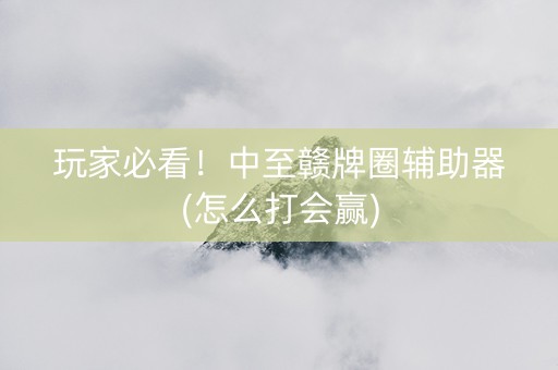 玩家必看！中至赣牌圈辅助器(怎么打会赢)