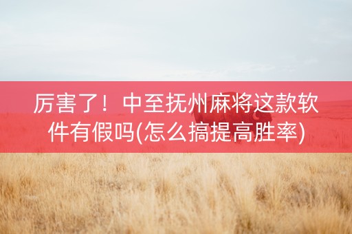 厉害了！中至抚州麻将这款软件有假吗(怎么搞提高胜率)