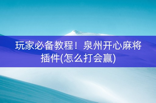 玩家必备教程！泉州开心麻将插件(怎么打会赢)