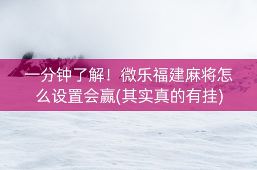 一分钟了解！微乐福建麻将怎么设置会赢(其实真的有挂)