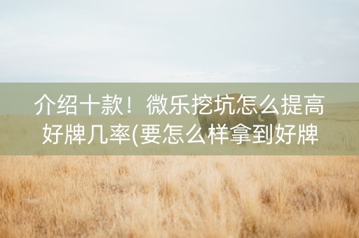 介绍十款！微乐挖坑怎么提高好牌几率(要怎么样拿到好牌)