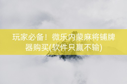 玩家必备！微乐内蒙麻将铺牌器购买(软件只赢不输)
