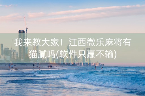 我来教大家！江西微乐麻将有猫腻吗(软件只赢不输)