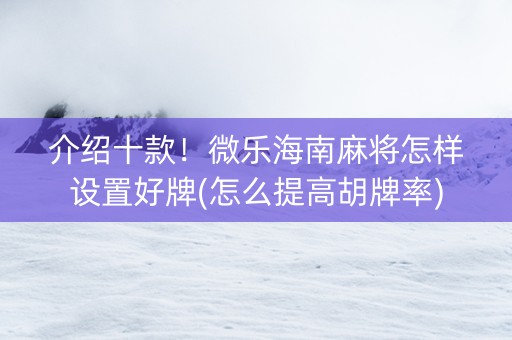 介绍十款！微乐海南麻将怎样设置好牌(怎么提高胡牌率)