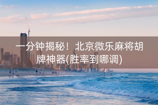 一分钟揭秘！北京微乐麻将胡牌神器(胜率到哪调)