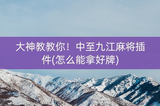 大神教教你！中至九江麻将插件(怎么能拿好牌)