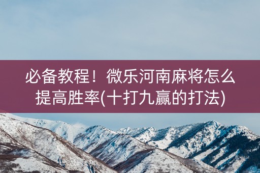 必备教程！微乐河南麻将怎么提高胜率(十打九赢的打法)