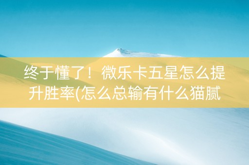 终于懂了！微乐卡五星怎么提升胜率(怎么总输有什么猫腻)