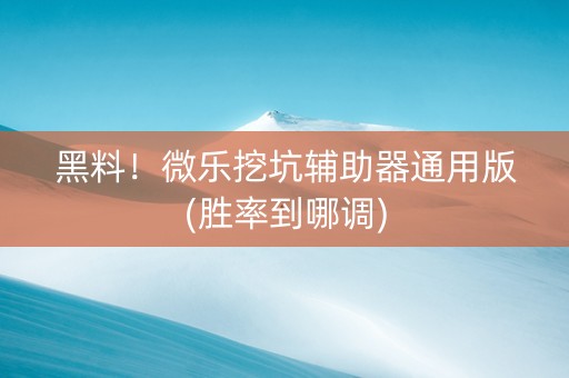 黑料！微乐挖坑辅助器通用版(胜率到哪调)