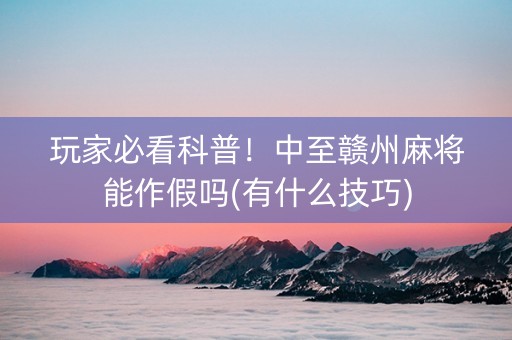 玩家必看科普！中至赣州麻将能作假吗(有什么技巧)