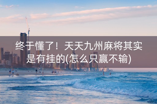 终于懂了！天天九州麻将其实是有挂的(怎么只赢不输)