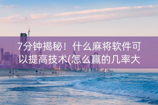 7分钟揭秘！什么麻将软件可以提高技术(怎么赢的几率大)