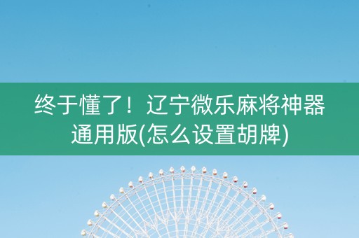 终于懂了！辽宁微乐麻将神器通用版(怎么设置胡牌)
