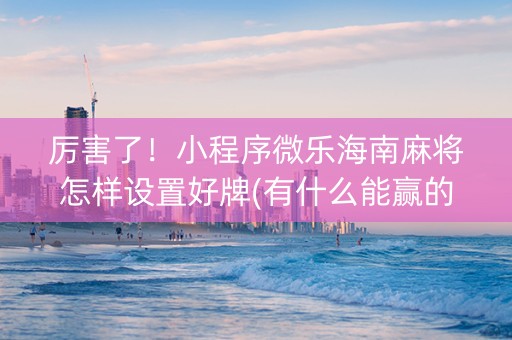 厉害了！小程序微乐海南麻将怎样设置好牌(有什么能赢的方法)