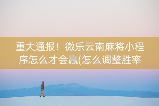 重大通报！微乐云南麻将小程序怎么才会赢(怎么调整胜率)