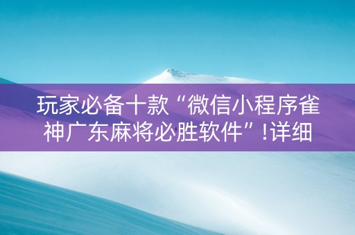 玩家必备十款“微信小程序雀神广东麻将必胜软件”!详细开挂教程-知乎