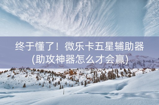终于懂了！微乐卡五星辅助器(助攻神器怎么才会赢)