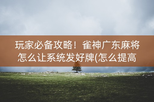 玩家必备攻略！雀神广东麻将怎么让系统发好牌(怎么提高胡牌率)