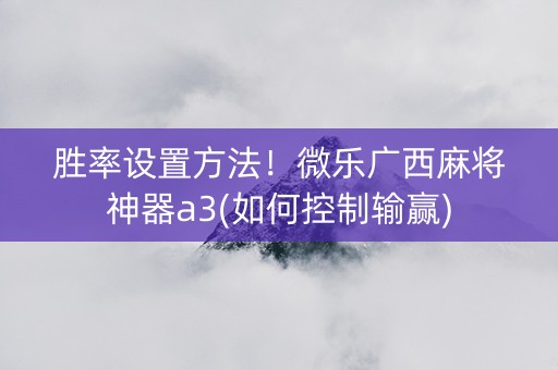 胜率设置方法！微乐广西麻将神器a3(如何控制输赢)