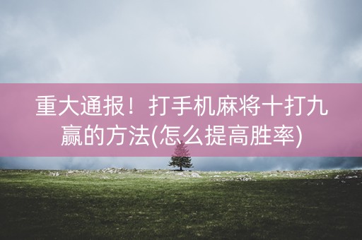 重大通报！打手机麻将十打九赢的方法(怎么提高胜率)