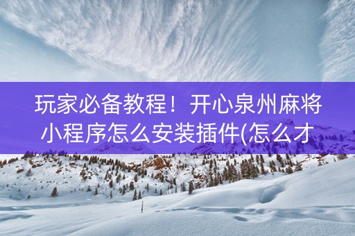 玩家必备教程！开心泉州麻将小程序怎么安装插件(怎么才有好牌)