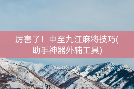 厉害了！中至九江麻将技巧(助手神器外辅工具)