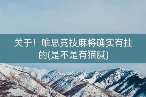 关于！唯思竞技麻将确实有挂的(是不是有猫腻)