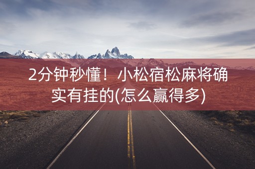 2分钟秒懂！小松宿松麻将确实有挂的(怎么赢得多)
